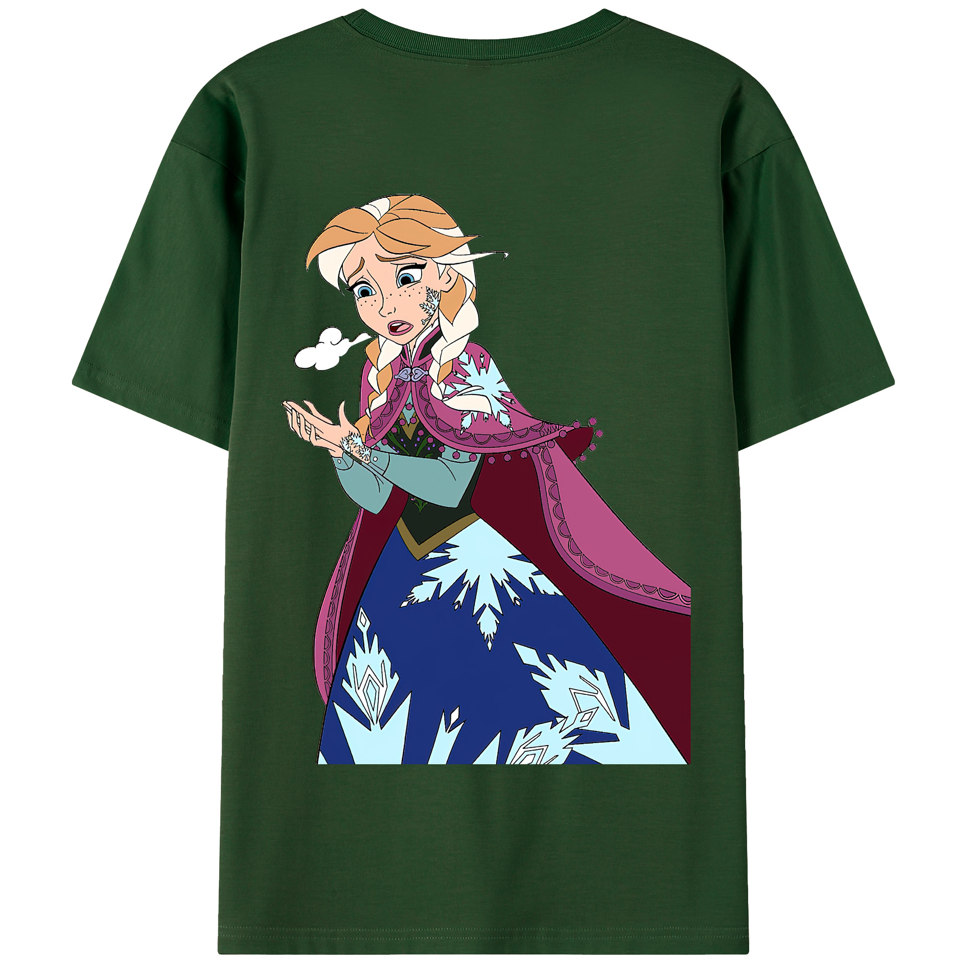 （画像用） アナと雪の女王 アンナ エルサ Frozen Anna Elsa 綿100％半袖Tシャツ（背面プリント）